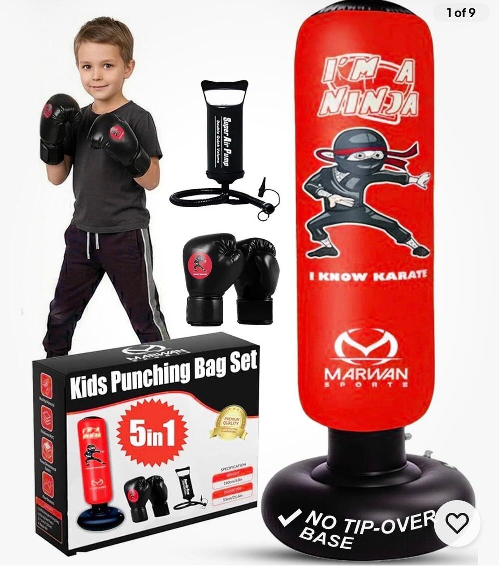 Kids Punching Bag Set 5 in 1 set Ages 4 & up NEW Active Play Handle Kick Funnel